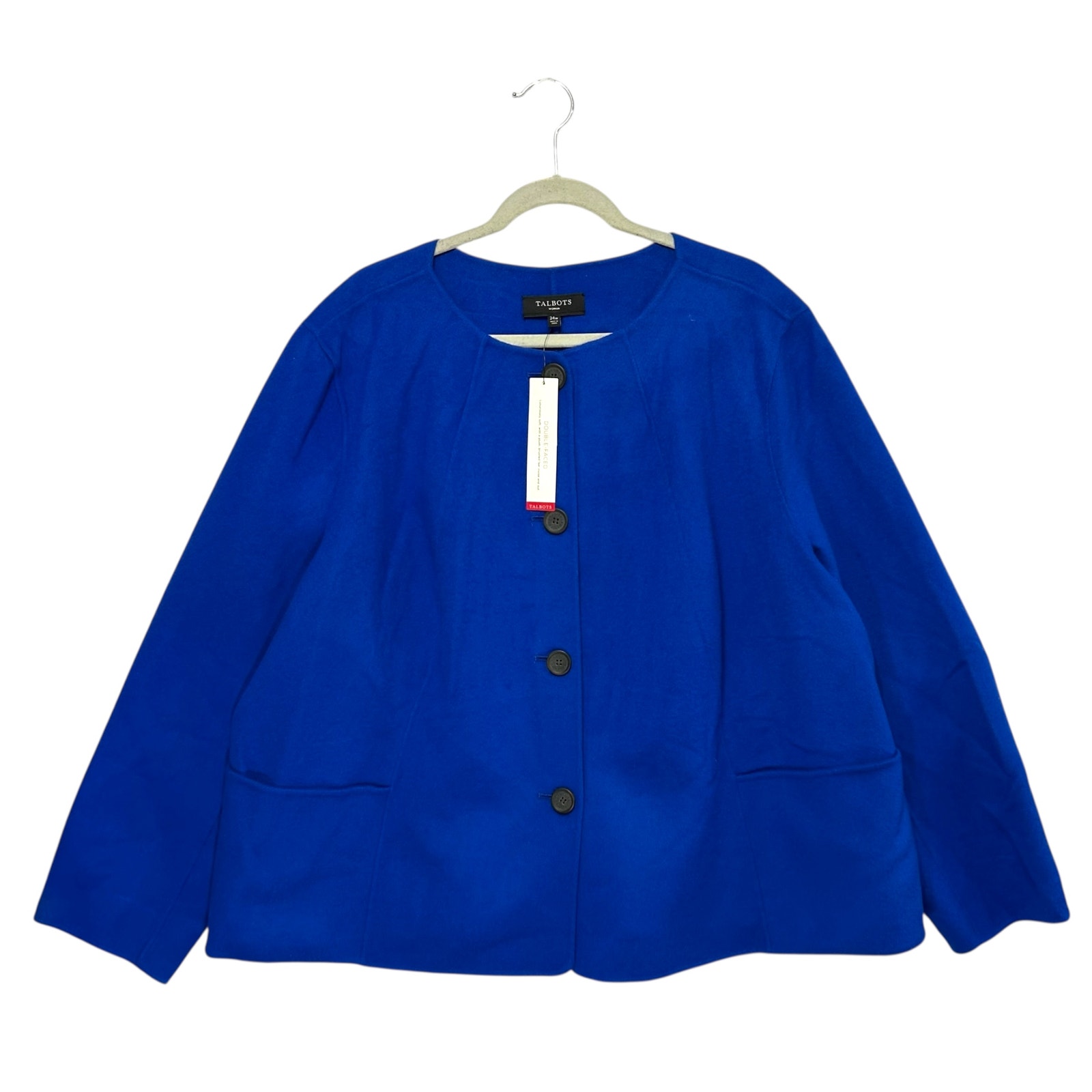 Talbots Double Faced Plush Wool Jacket Nwt Women's Sz 24w Electric Blue Cozy Y2k